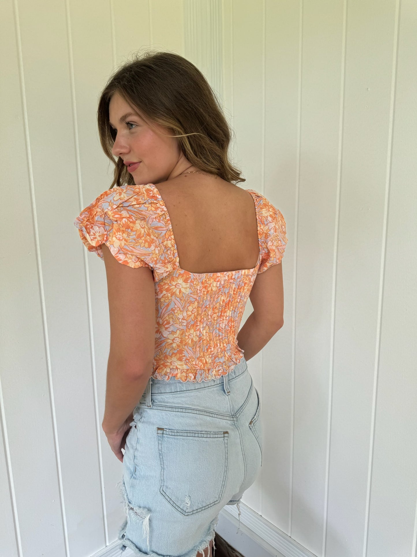 Leah Top - Blue/Orange