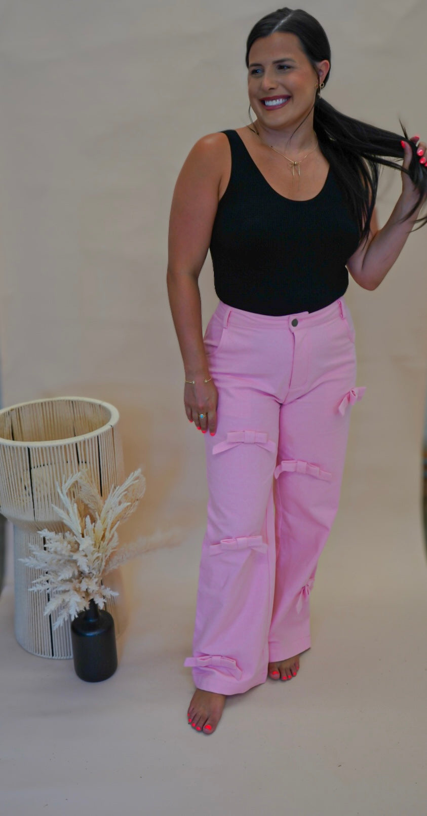 Pink Bow Denim Jeans