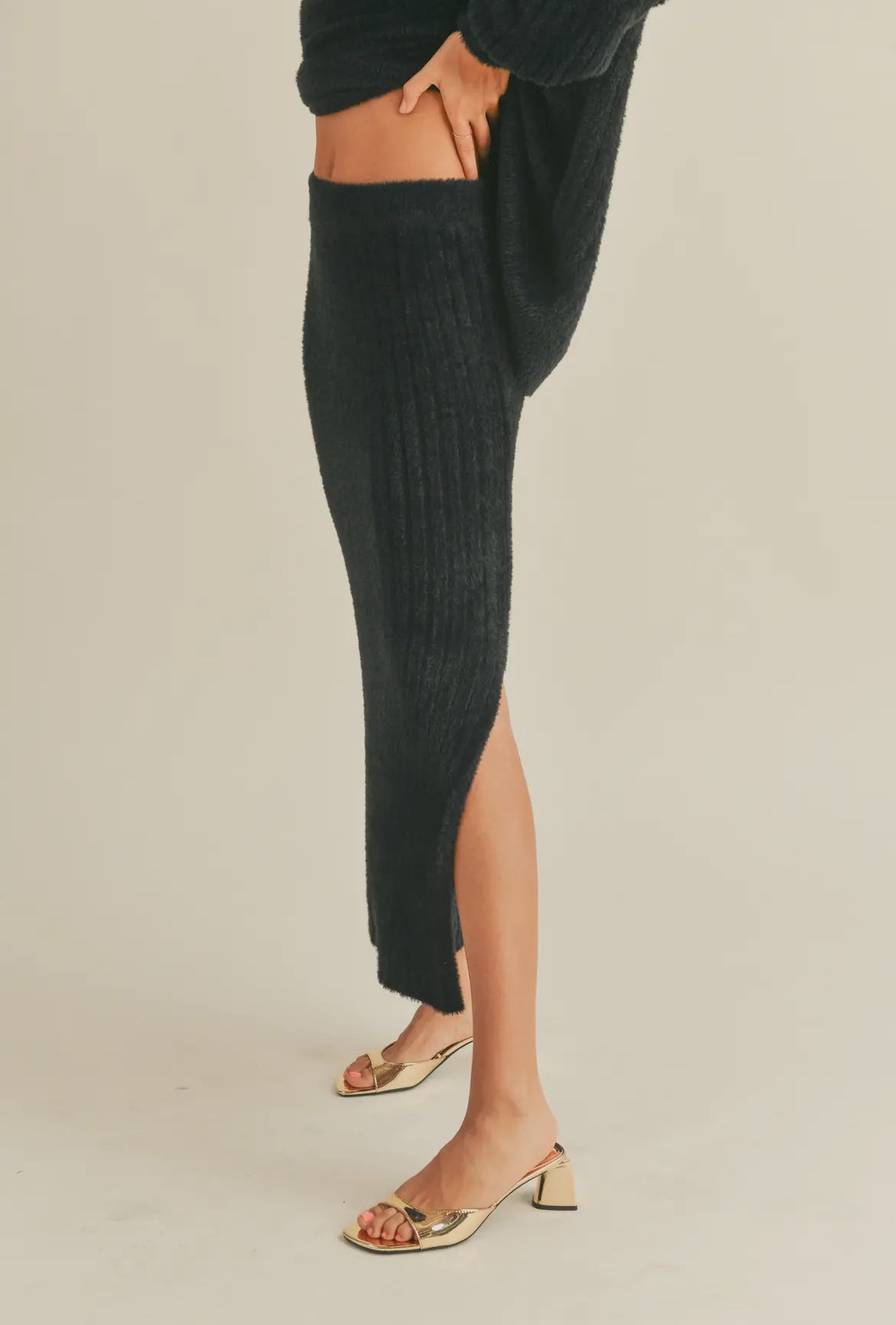 Black Velvet Touch Sweater Skirt