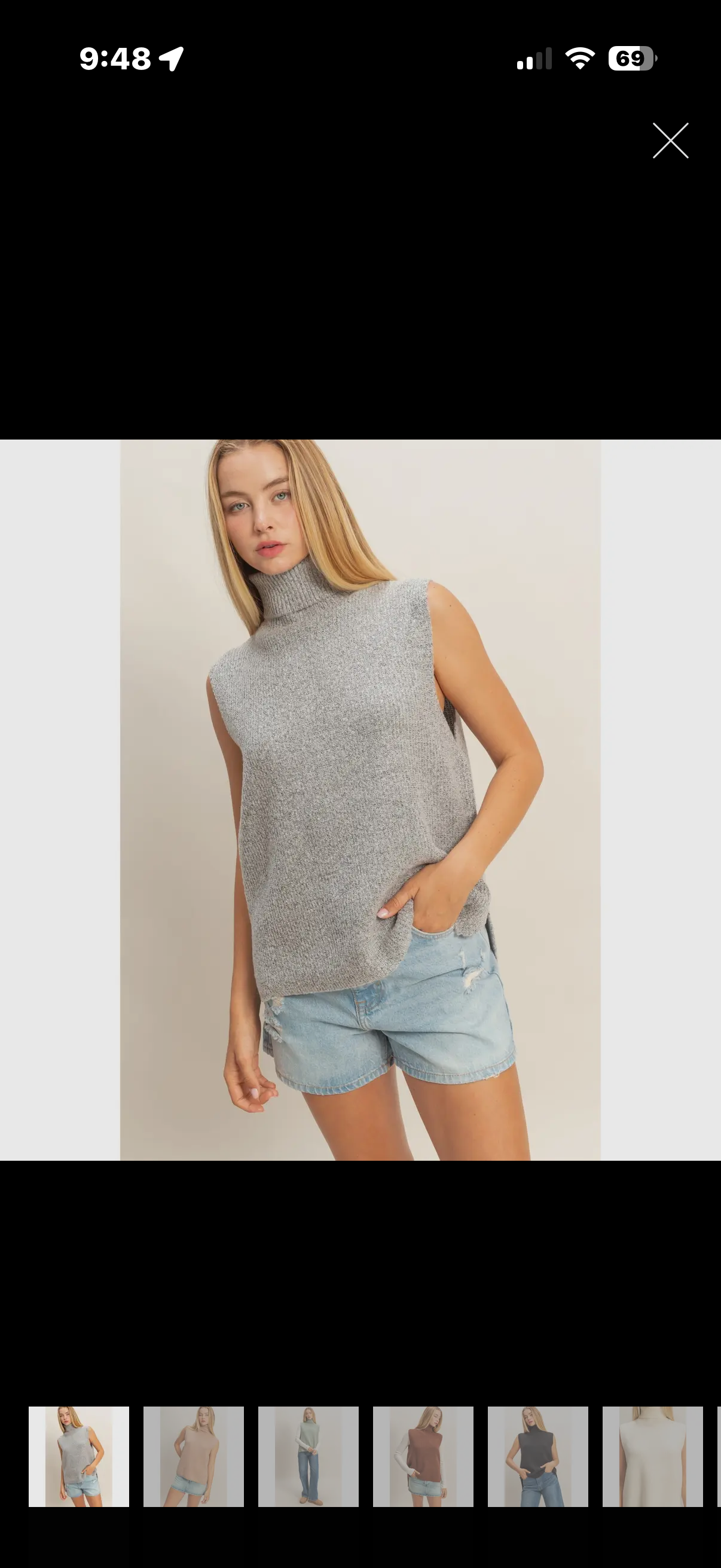 Sleeveless Turtleneck Sweater Vest - Gray