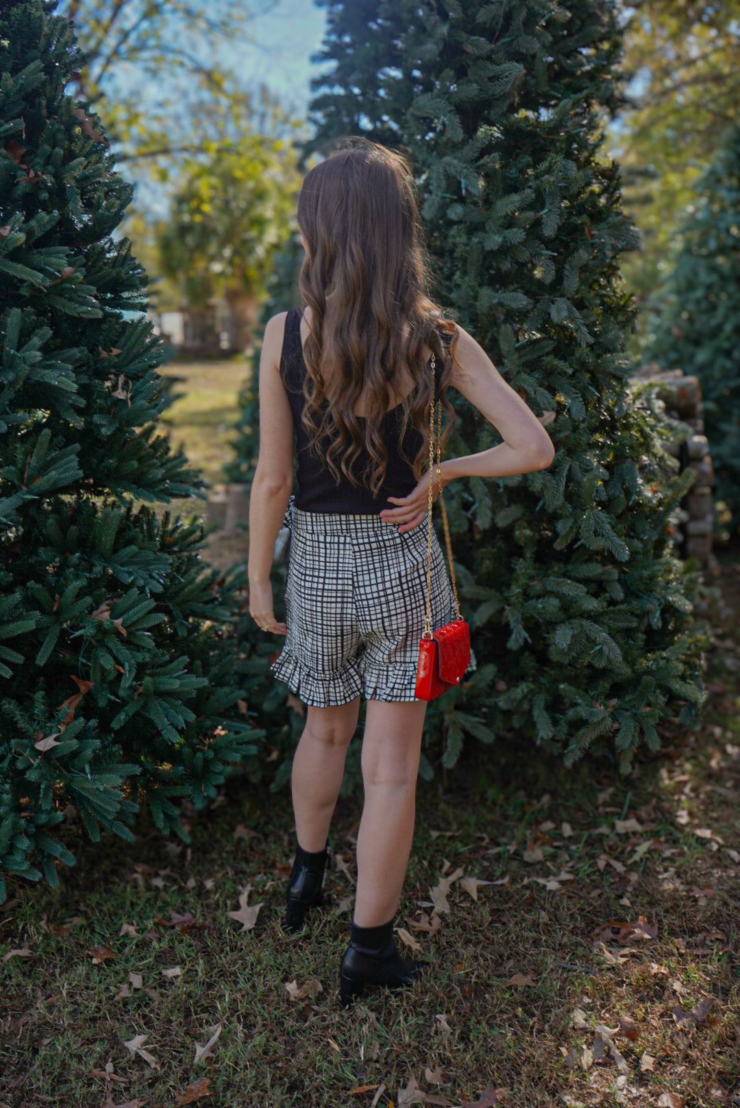 Seasonal Greetings Black and White Skort