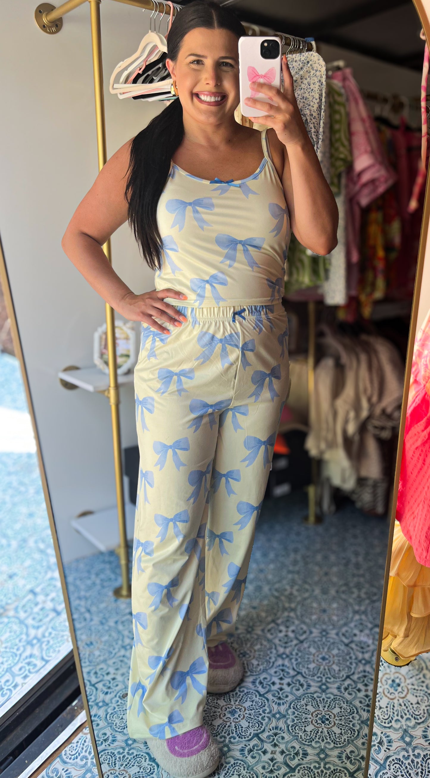 Blue Bow Pajama Tank