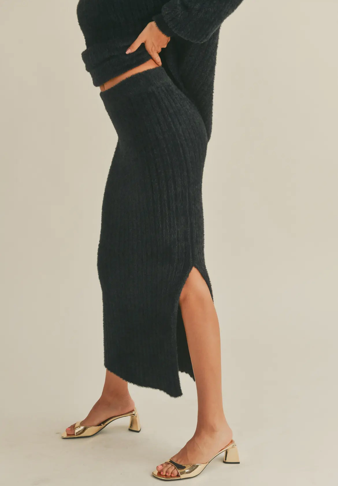 Black Velvet Touch Sweater Skirt