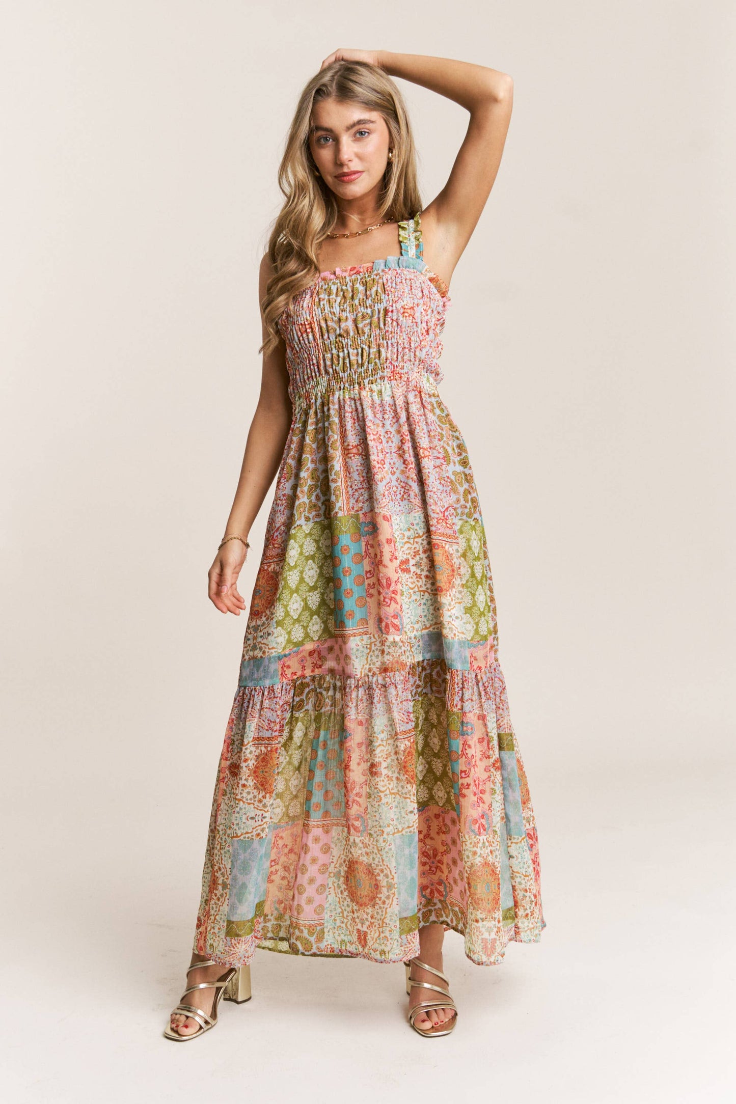Patchwork Paradise Smocked Maxi