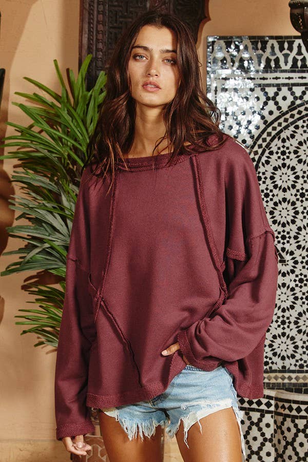 Burgundy Oversized Pullover* 1 large