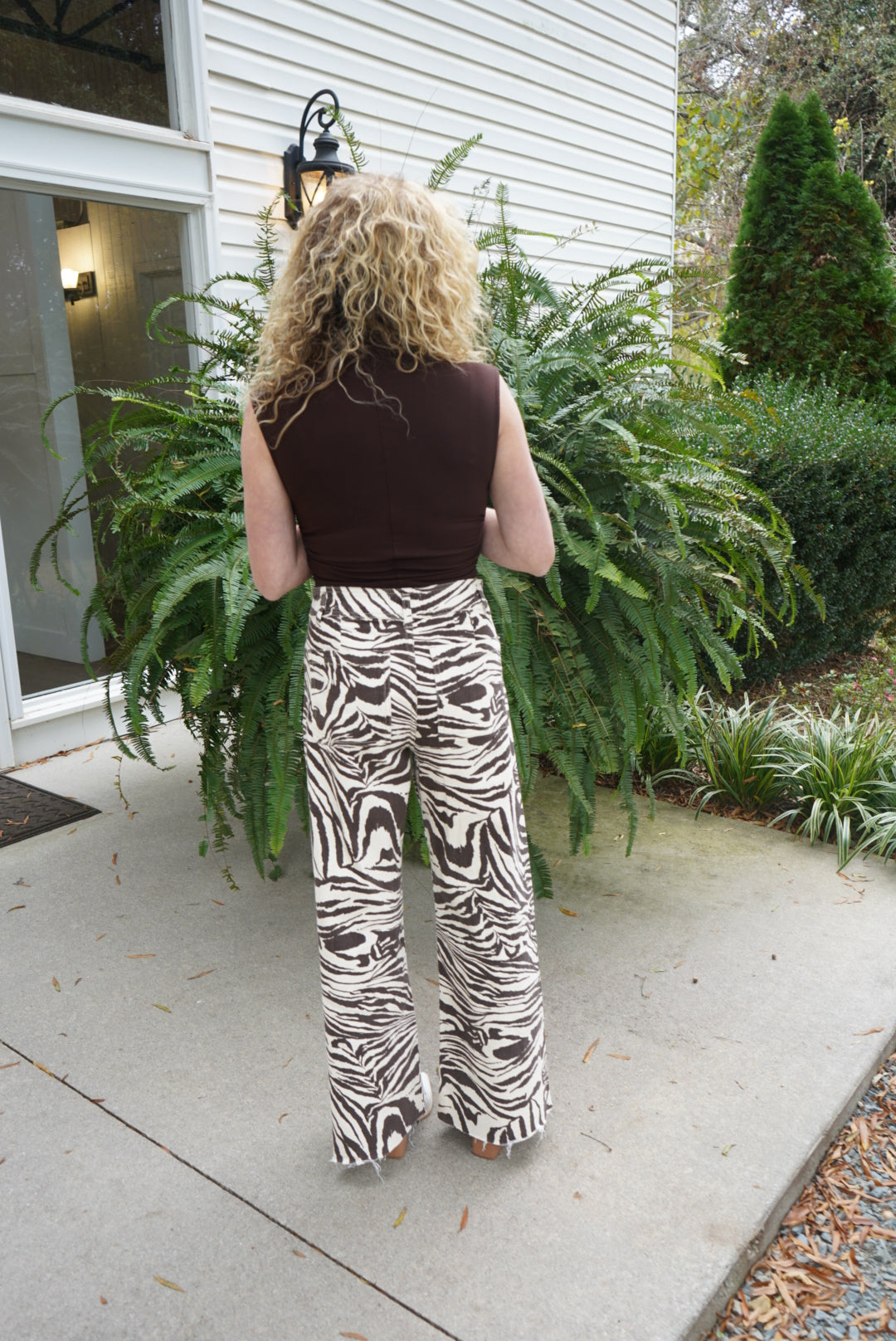 Lacie Straight Wide Leg Denim Pants- Zebra