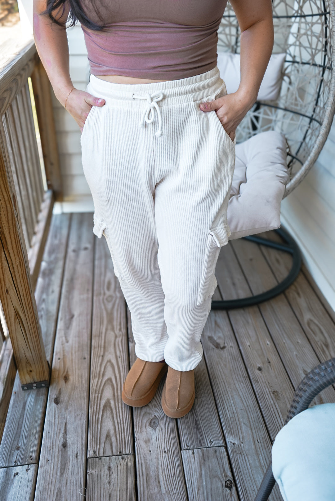 Look For Comfort Cream Cargo Bottoms