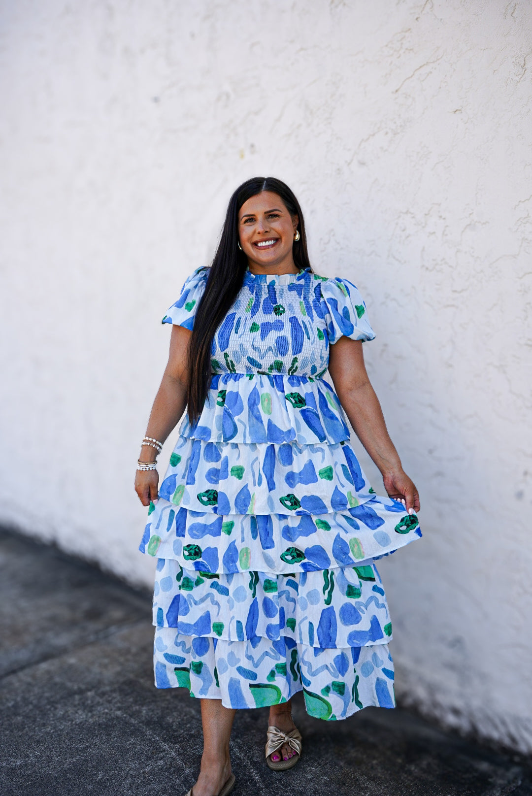Blue Abstract Print Dress