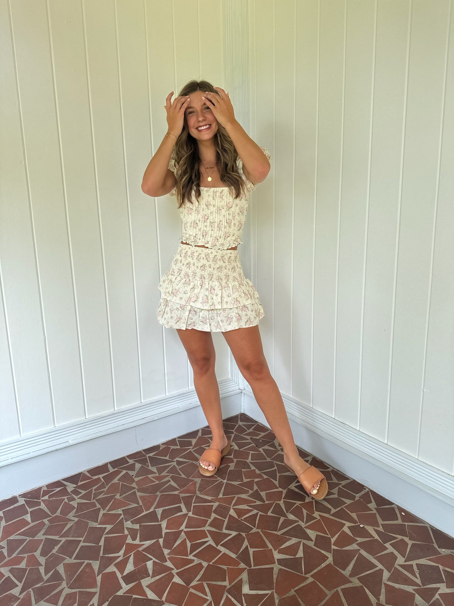 Maggie Mini Skirt - Pink/Green
