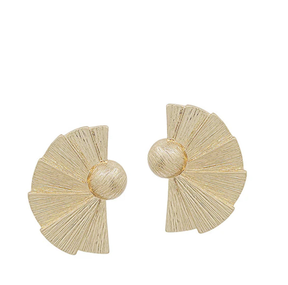 Gold Fanned Shape Earrings