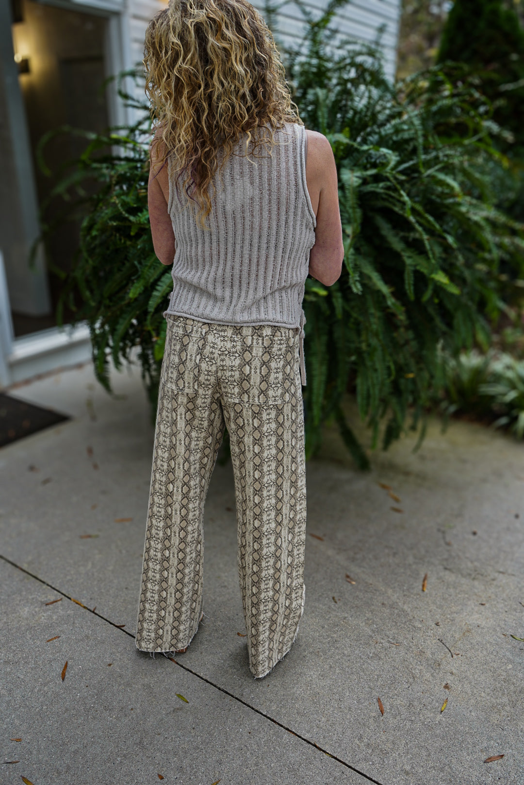 Lacie Straight Wide Leg Denim Pants- Snakeskin