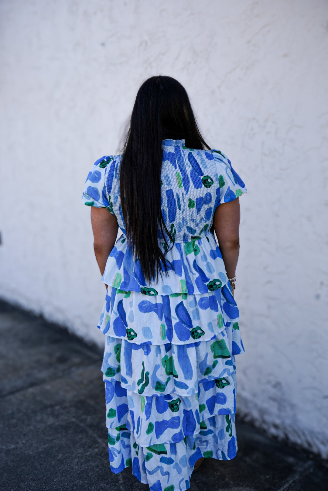 Blue Abstract Print Dress