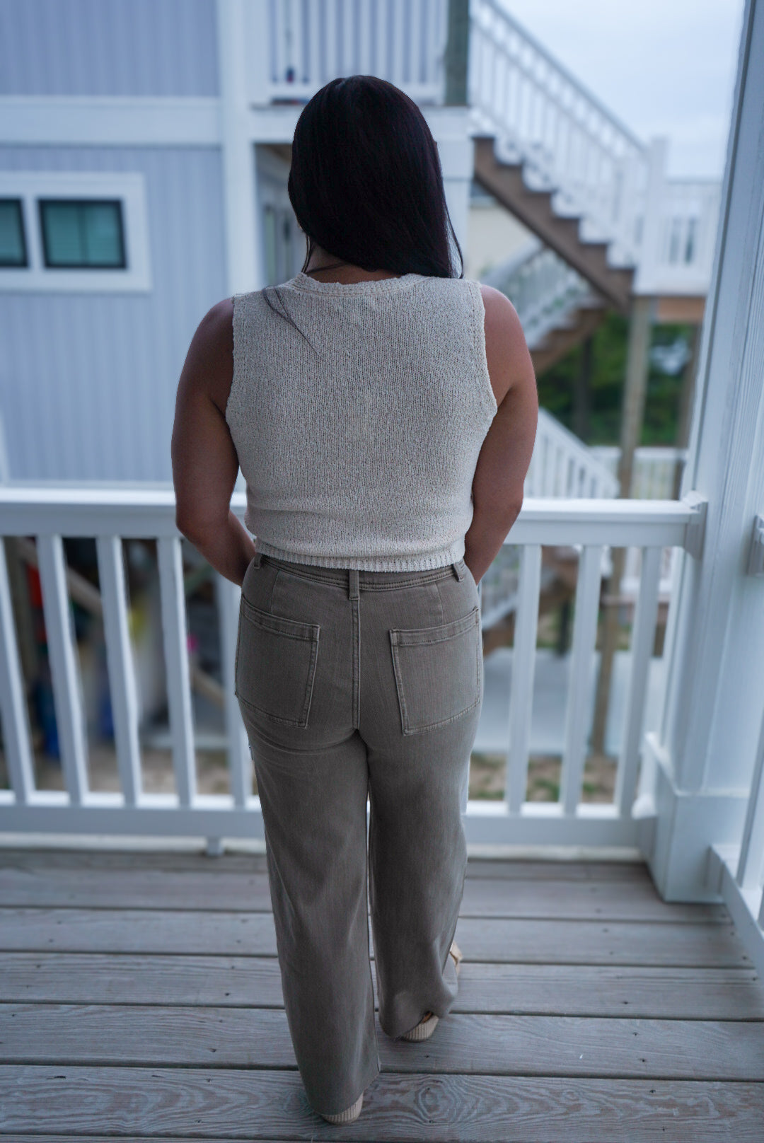 Lacie Straight Wide Leg Denim Pants - Stone π 1 small