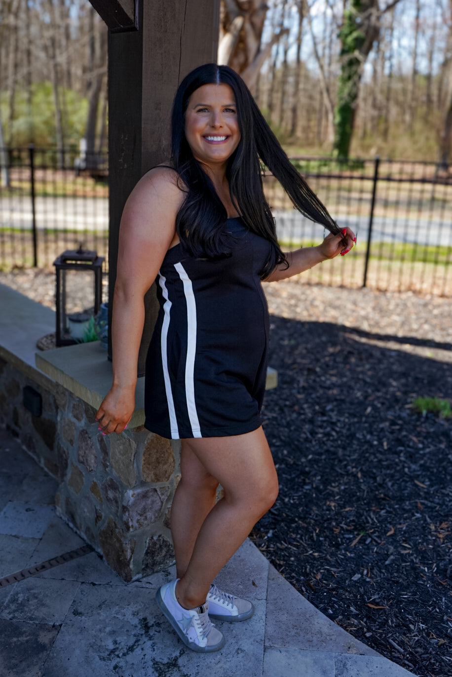 Me First Black Athletic Romper