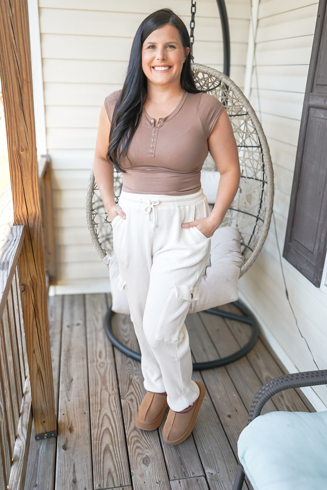 Look For Comfort Cream Cargo Bottoms