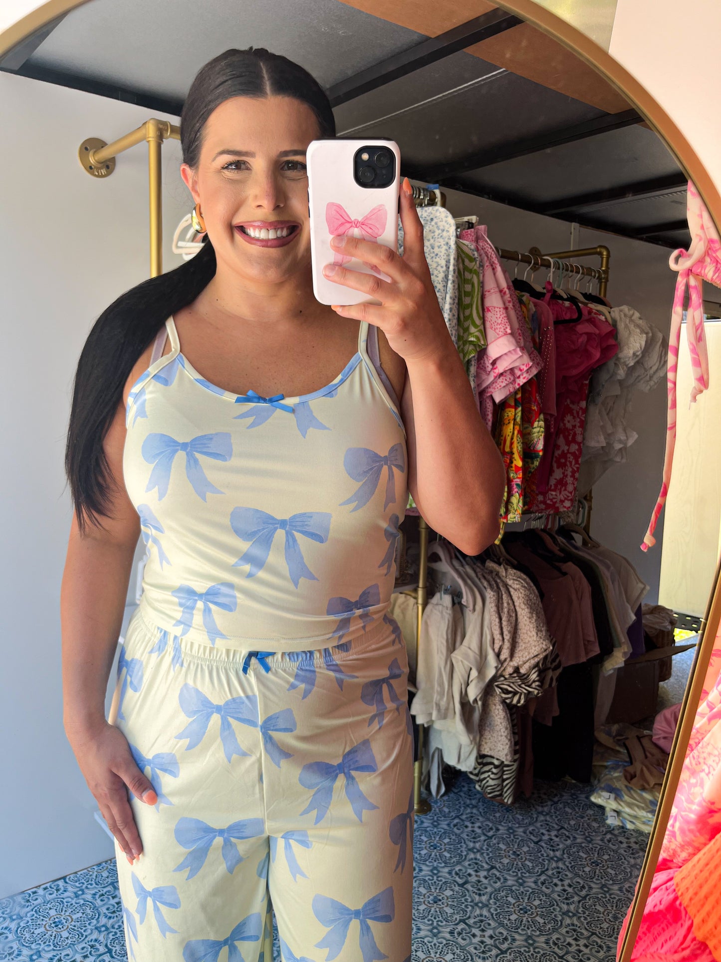 Blue Bow Pajama Tank