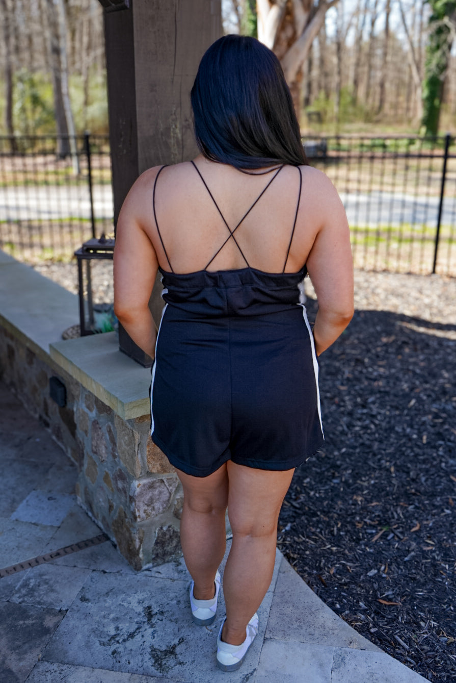 Me First Black Athletic Romper