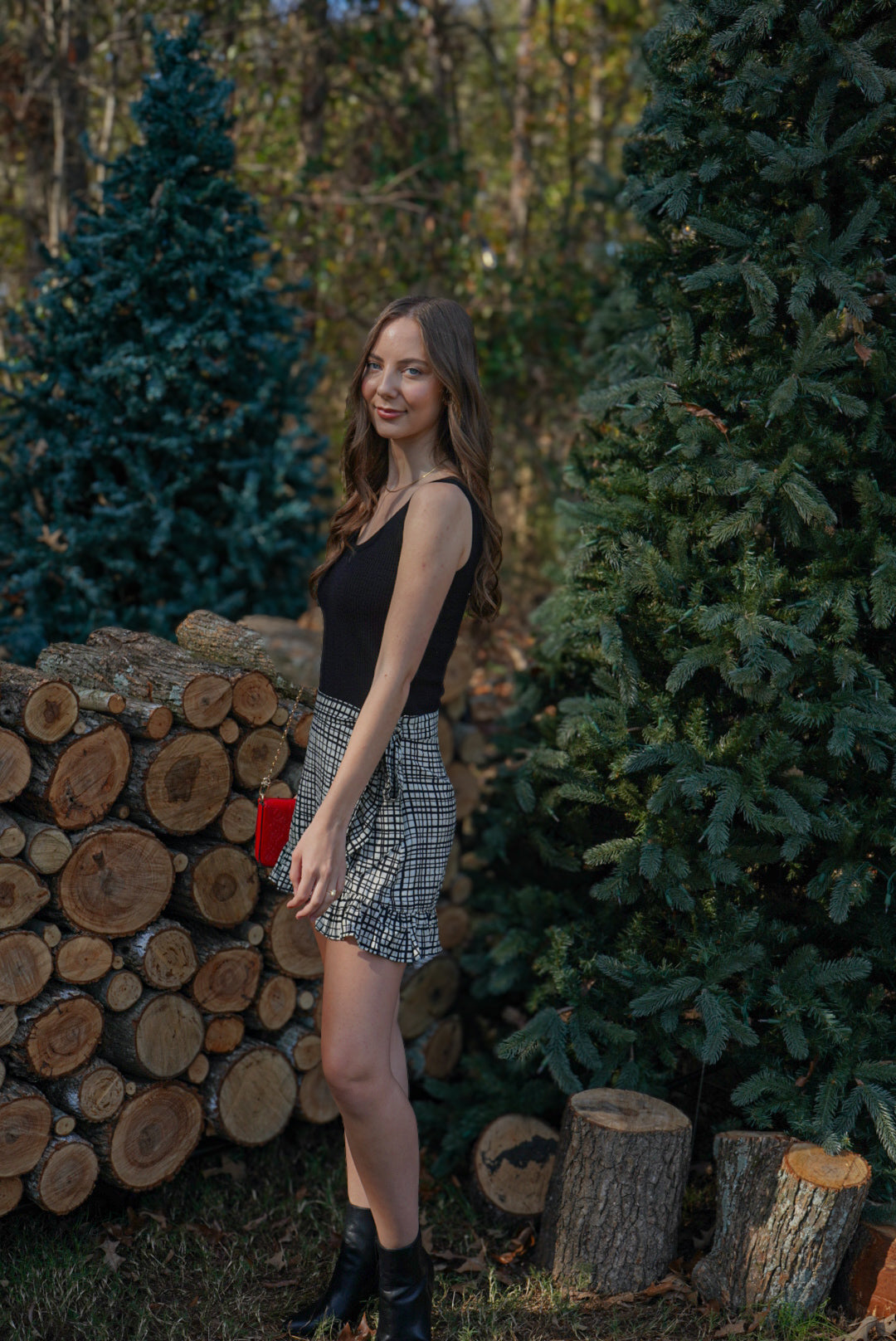 Seasonal Greetings Black and White Skort