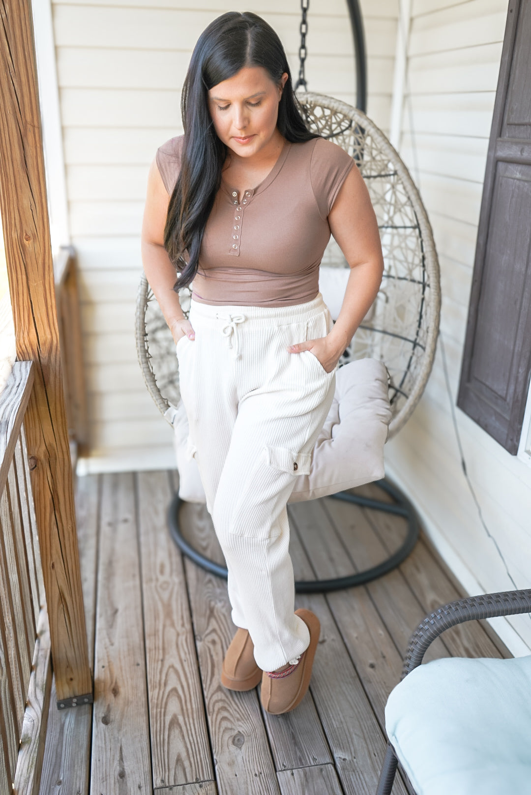 Look For Comfort Cream Cargo Bottoms
