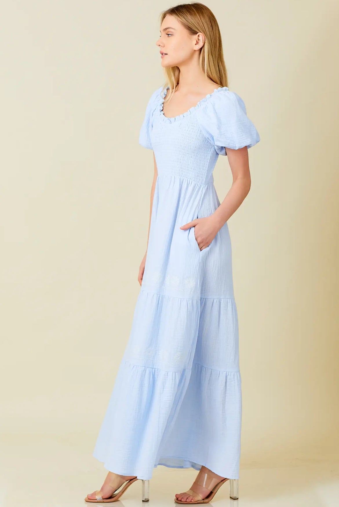 Sweet Magnolia Embroidered Lace Maxi Dress