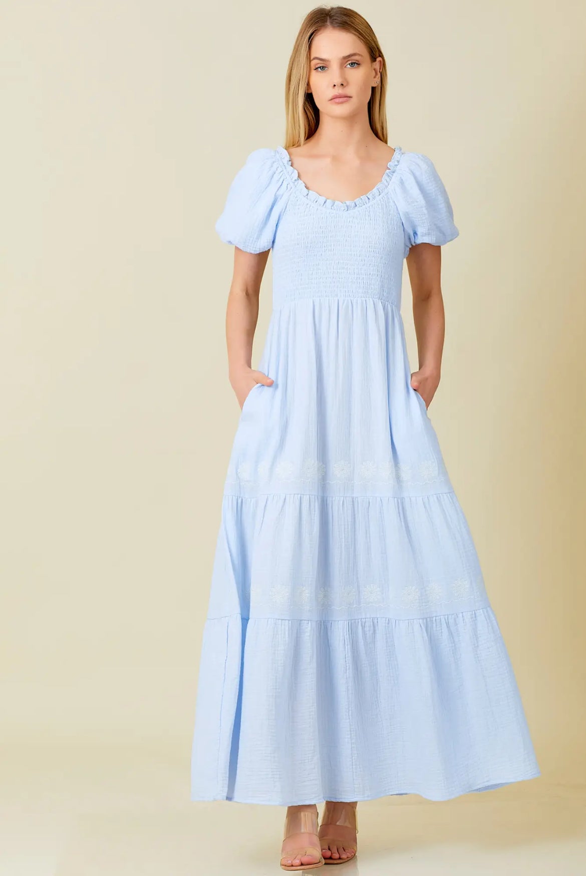 Sweet Magnolia Embroidered Lace Maxi Dress