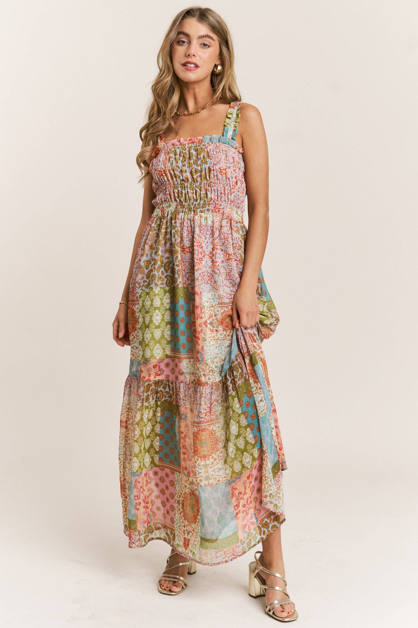 Patchwork Paradise Smocked Maxi