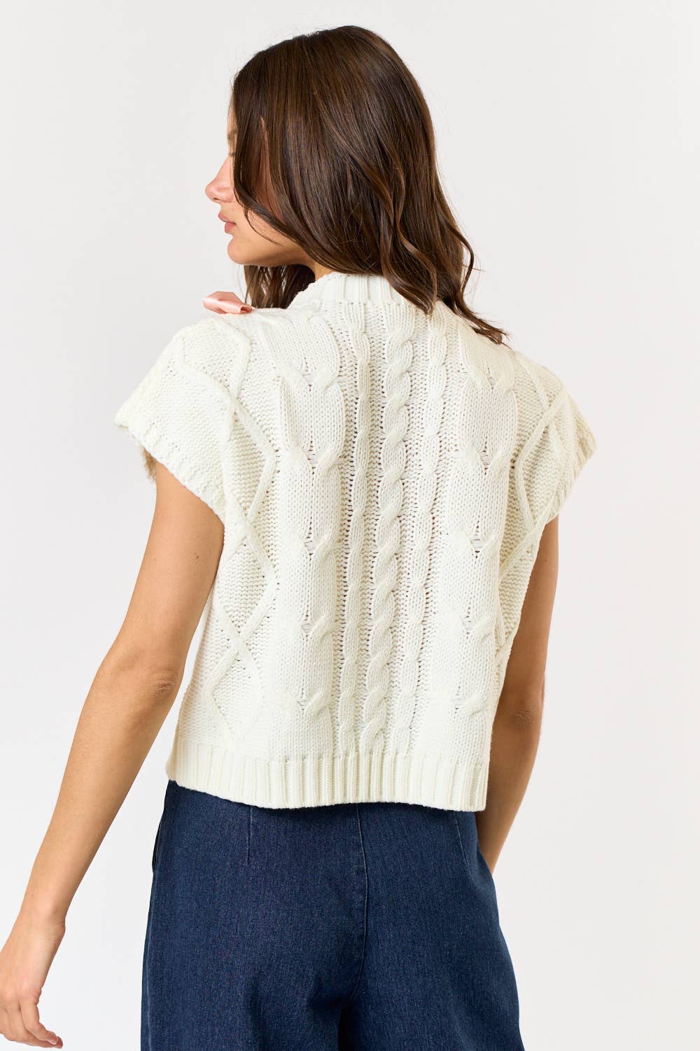 Satin Bow Cable Knit Sweater Vest - Off White/Pink 🩷1 med & 1 large