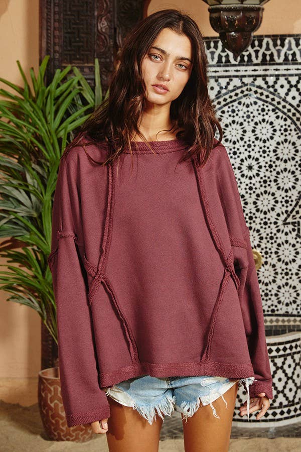 Burgundy Oversized Pullover* 1 large