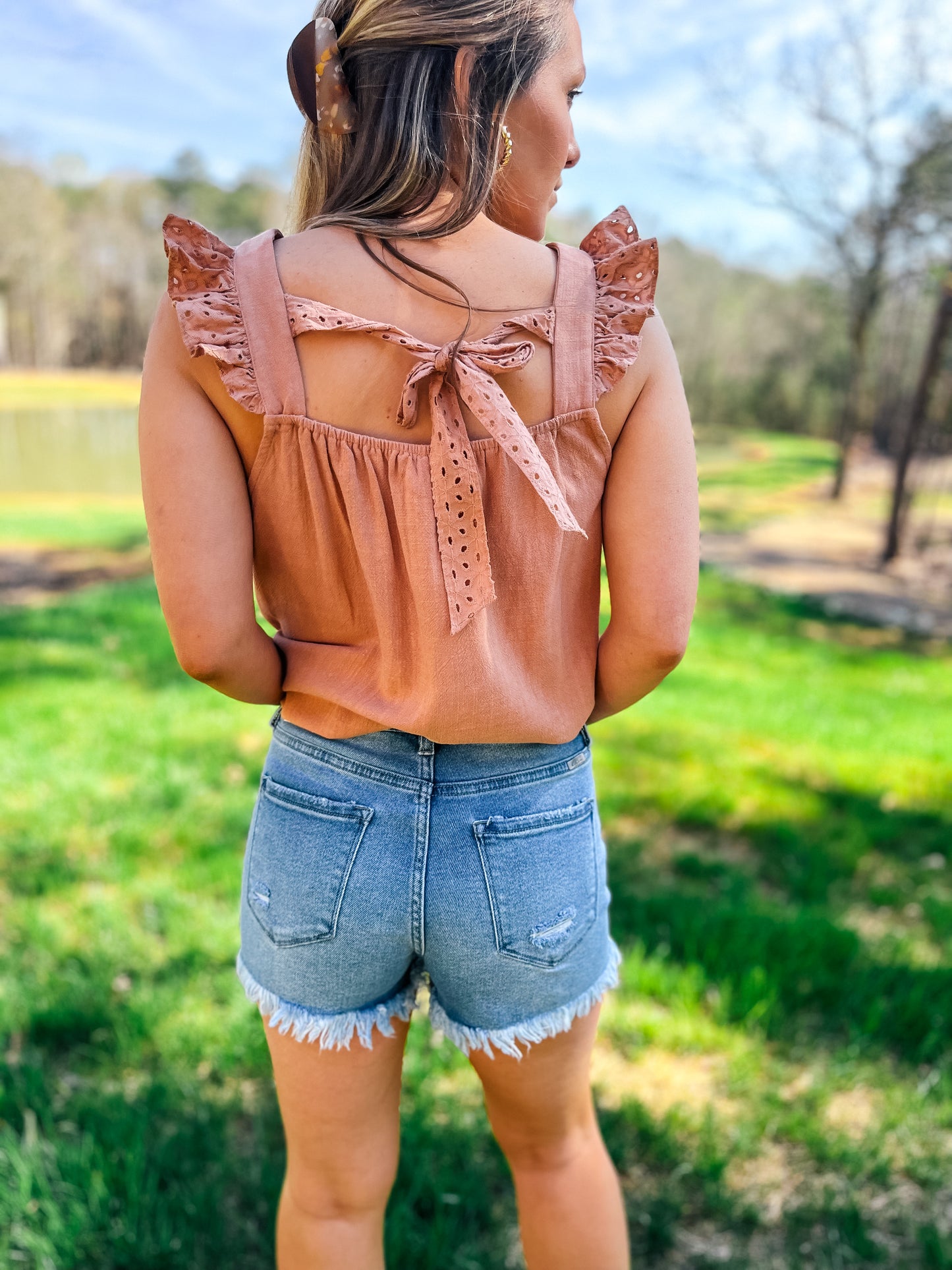 Southern Pearl Back Tie Blouse π€ 1 small