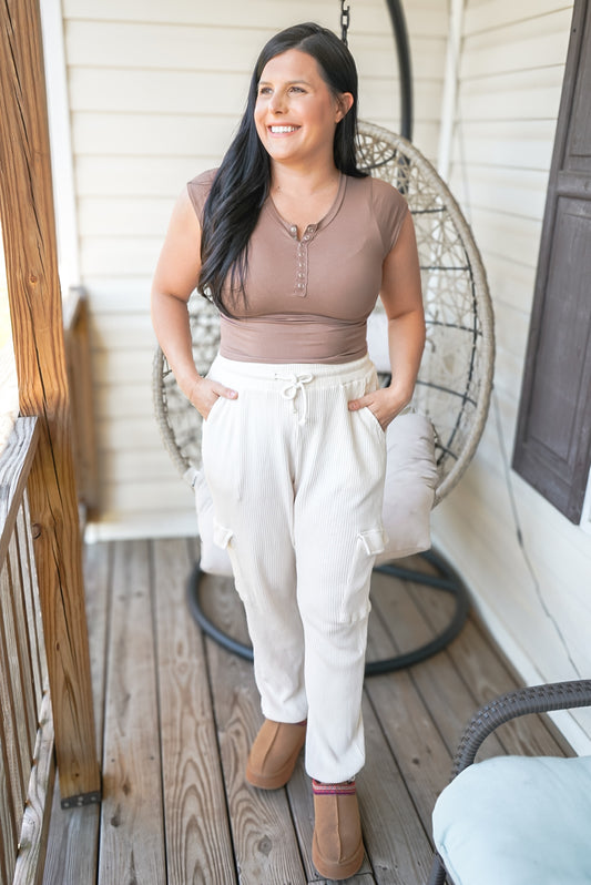 Look For Comfort Cream Cargo Bottoms