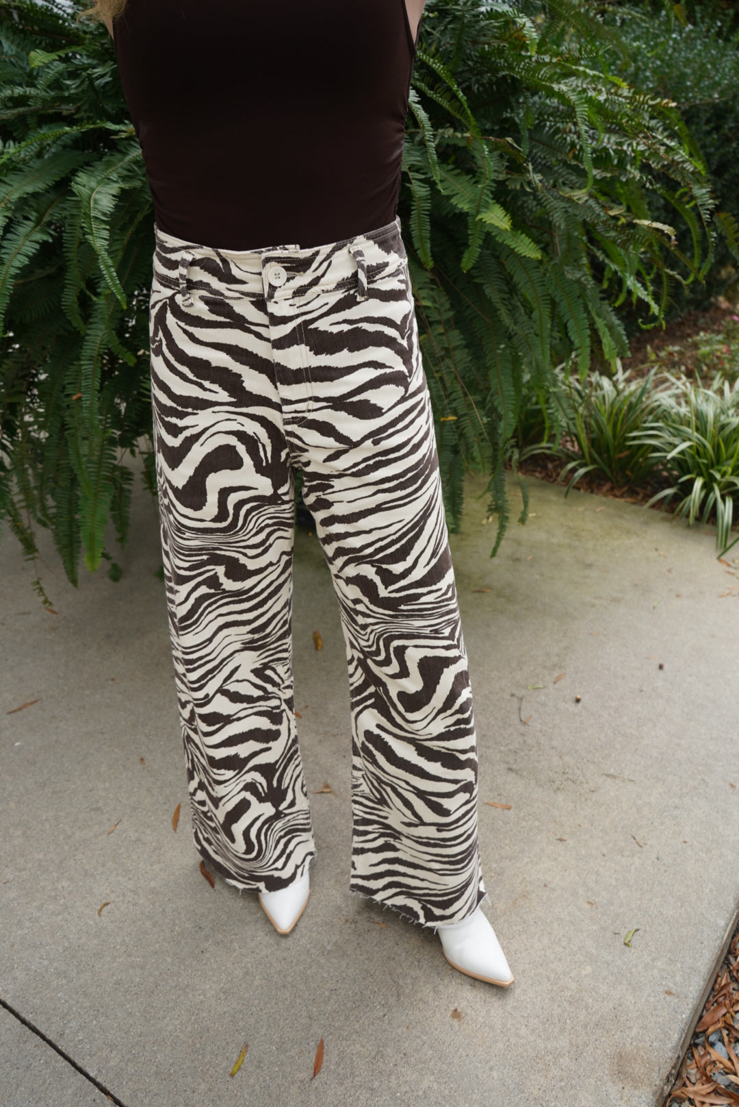 Lacie Straight Wide Leg Denim Pants- Zebra