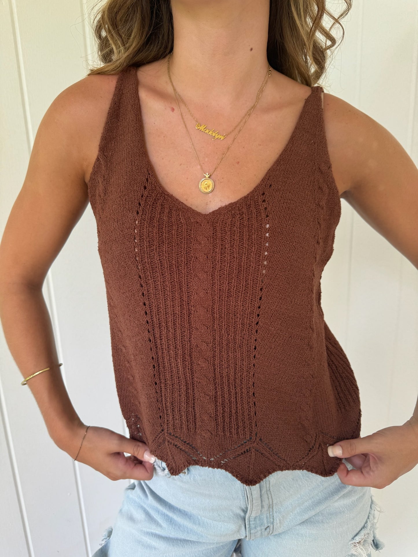 Stella Sweater Tank - Brown