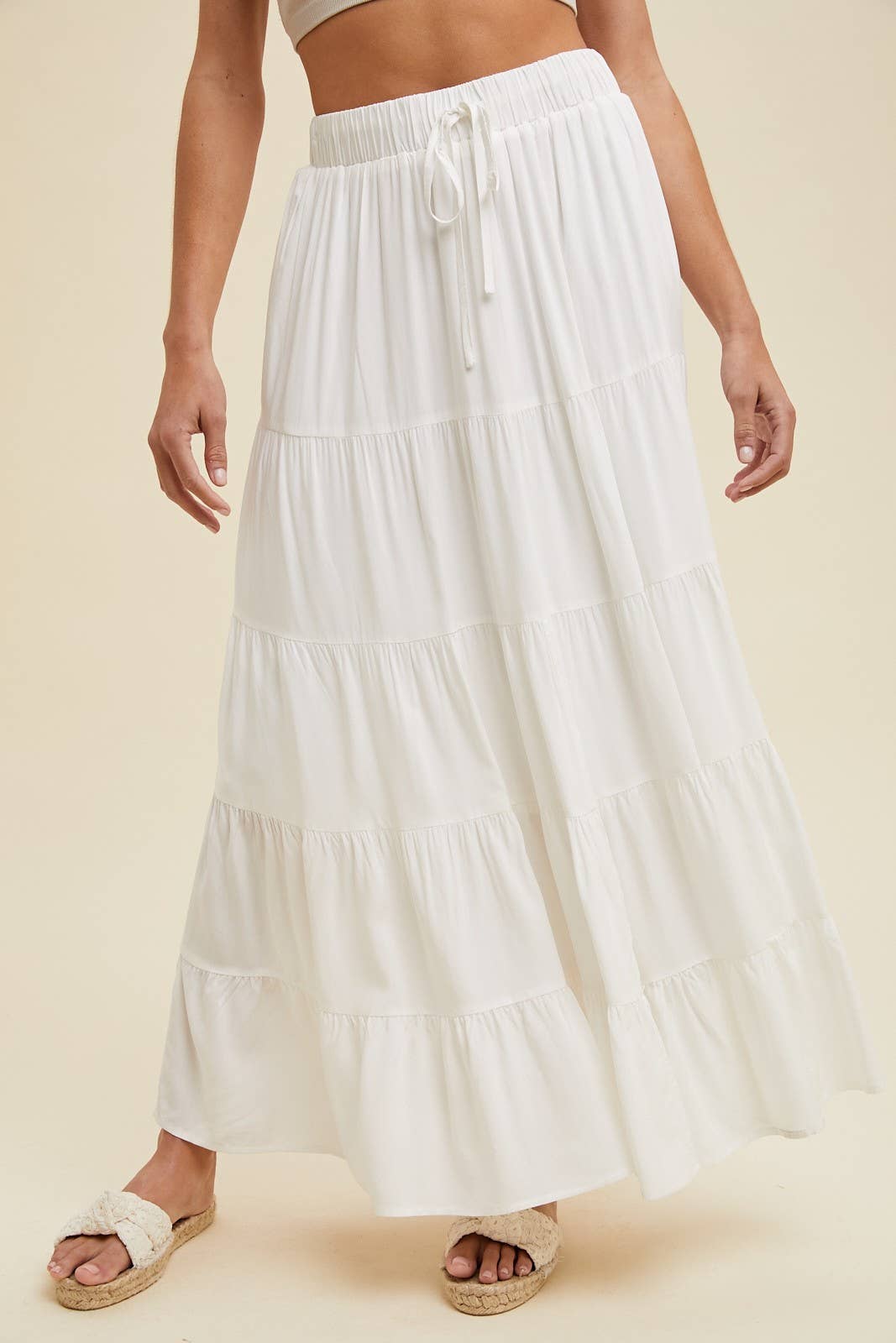 White Tiered Maxi Skirt