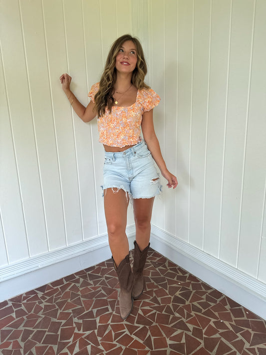 Leah Top - Blue/Orange