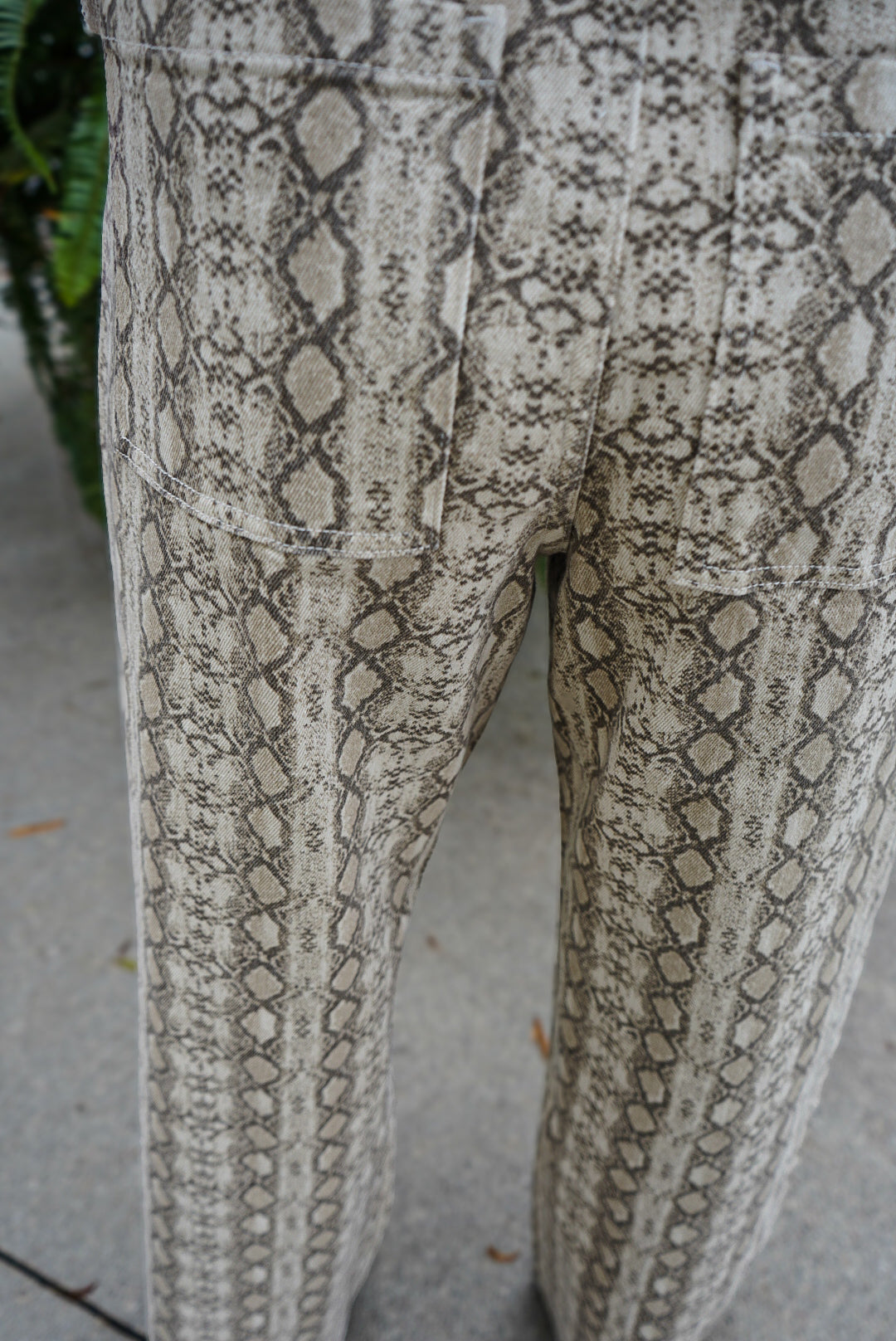 Lacie Straight Wide Leg Denim Pants- Snakeskin