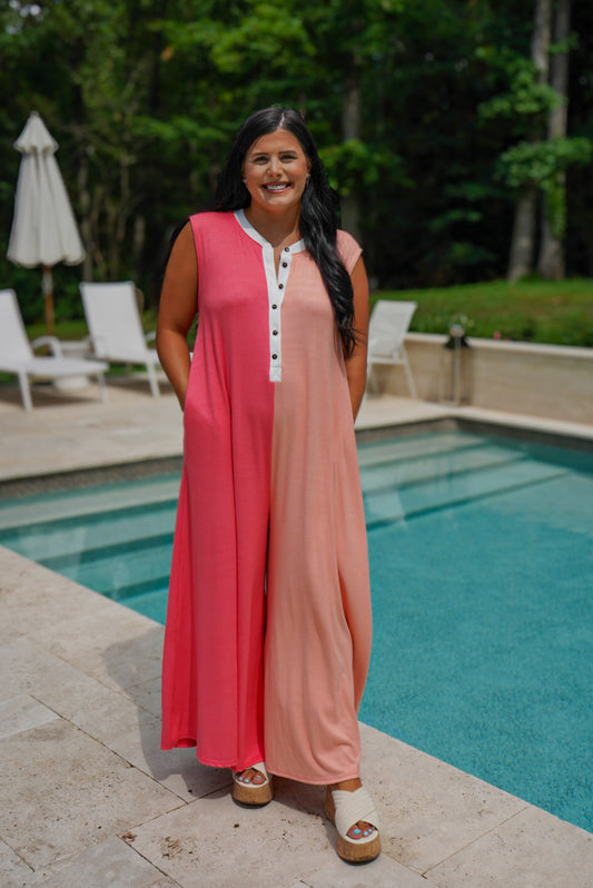 Summer Colorblock Jumpsuit 💗 1 large