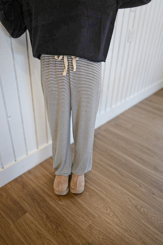 Striped Jogger Pants - Cream/Black