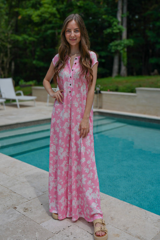 Pink Floral Jumpsuit