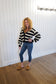Striped Sweater  Cardigan - Black/White