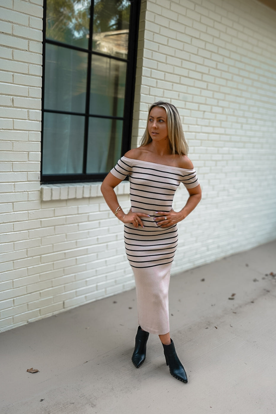 Maddie Off Shoulder Sweater Midi Dress