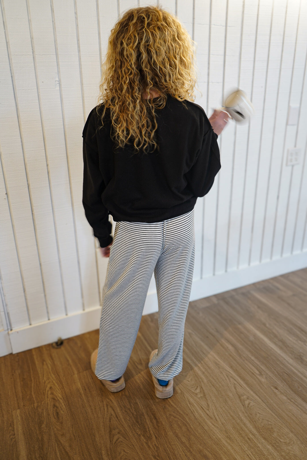 Striped Jogger Pants - Cream/Black