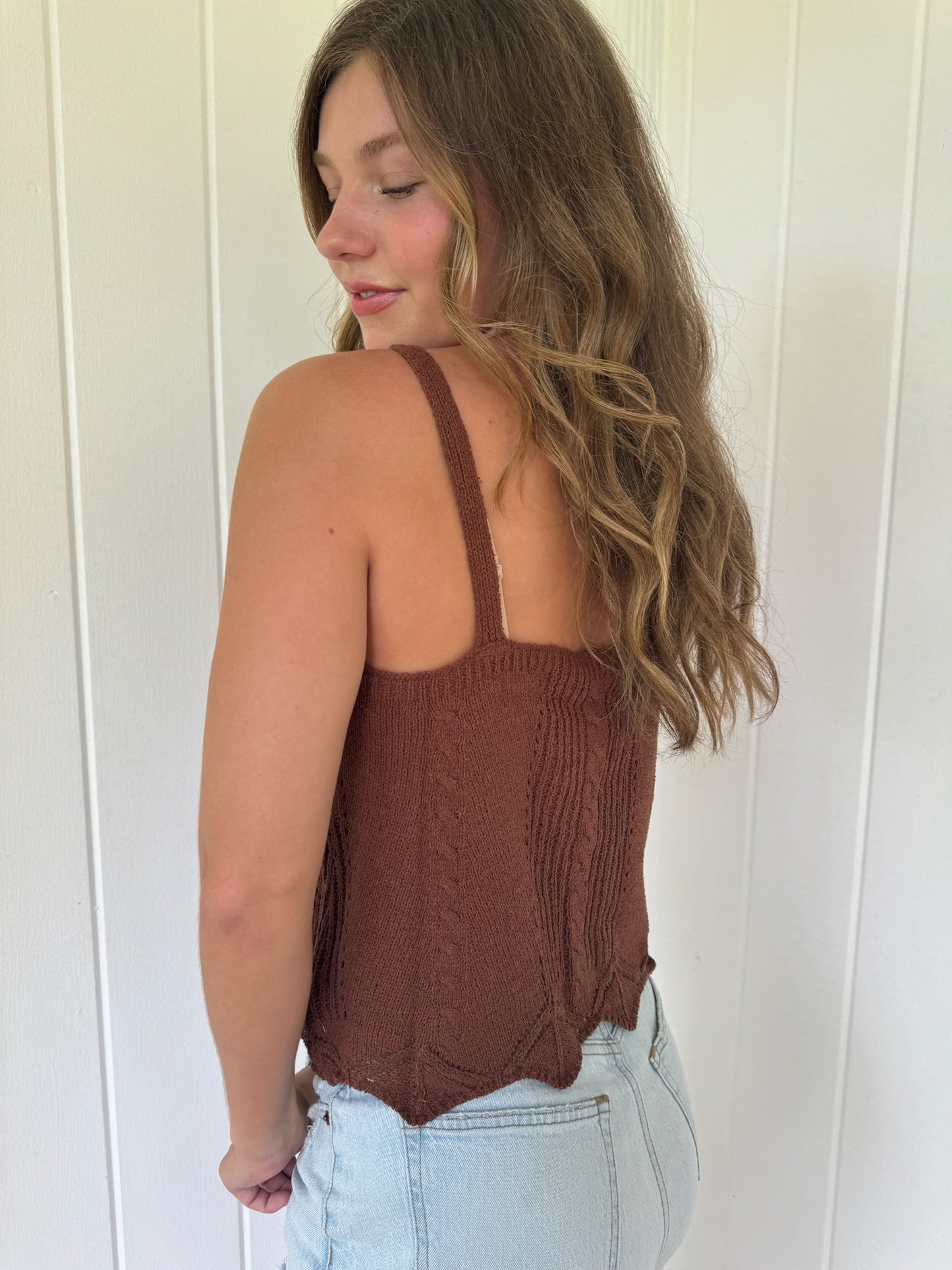 Stella Sweater Tank - Brown