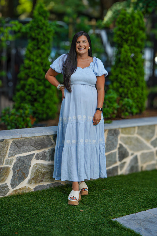 Sweet Magnolia Embroidered Lace Maxi Dress