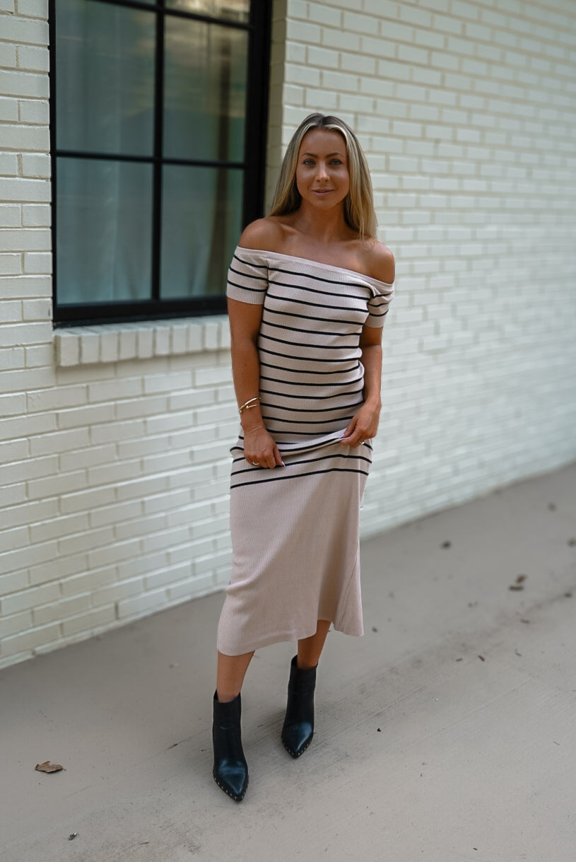 Maddie Off Shoulder Sweater Midi Dress