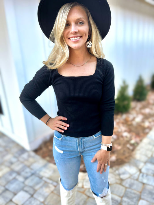 Wild As You Long Sleeve Black Top π€ 1 large left