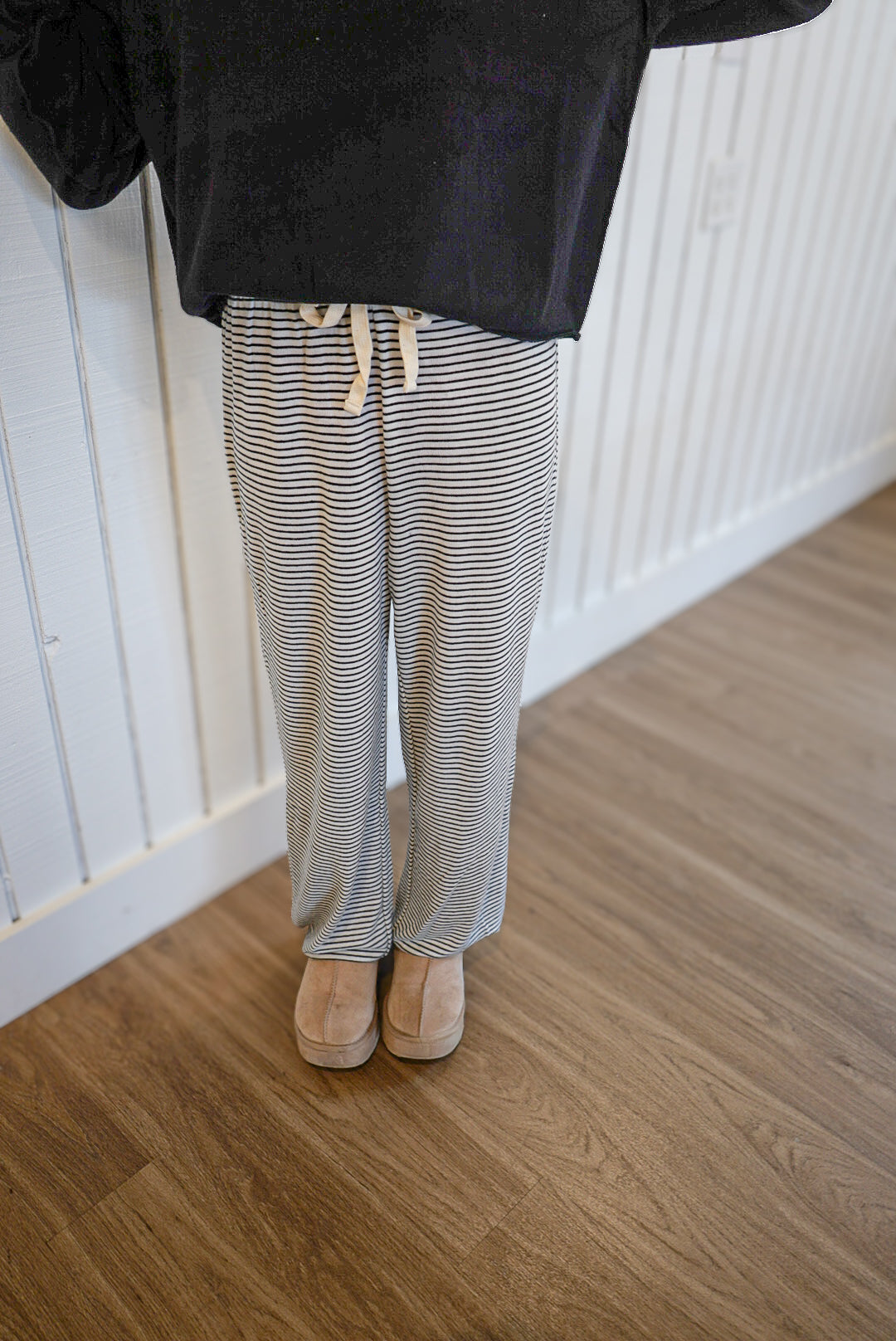 Striped Jogger Pants - Cream/Black