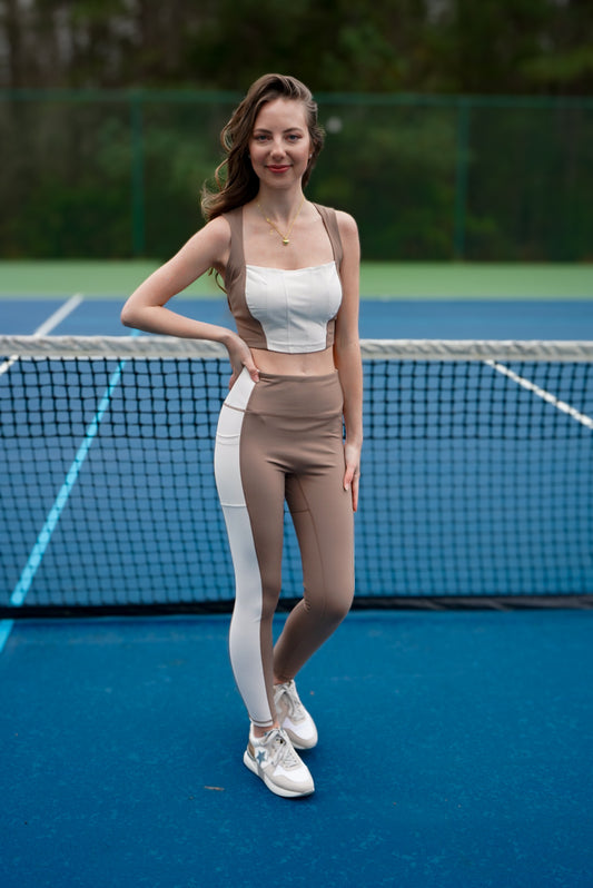 Taupe Two Toned Sports Bra