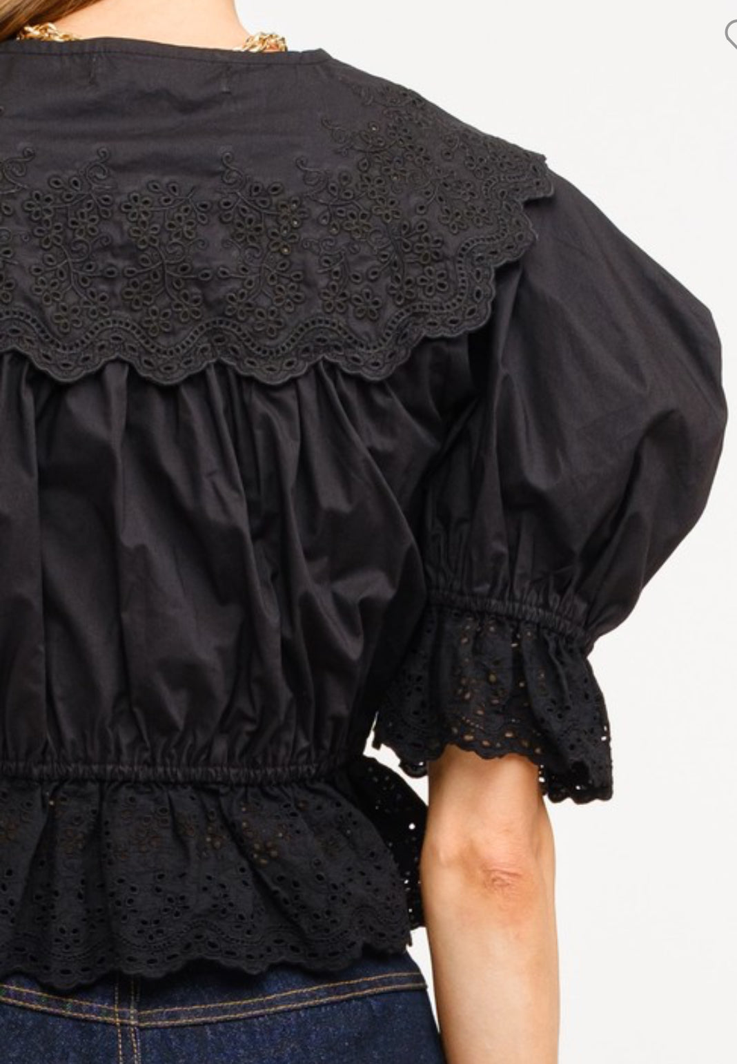 Emma Black Embroidered Blouse