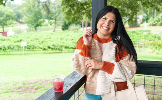 Warm Cider Color Block Sweater