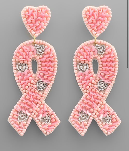 Hopeful Hearts Pink Ribbon Earrings